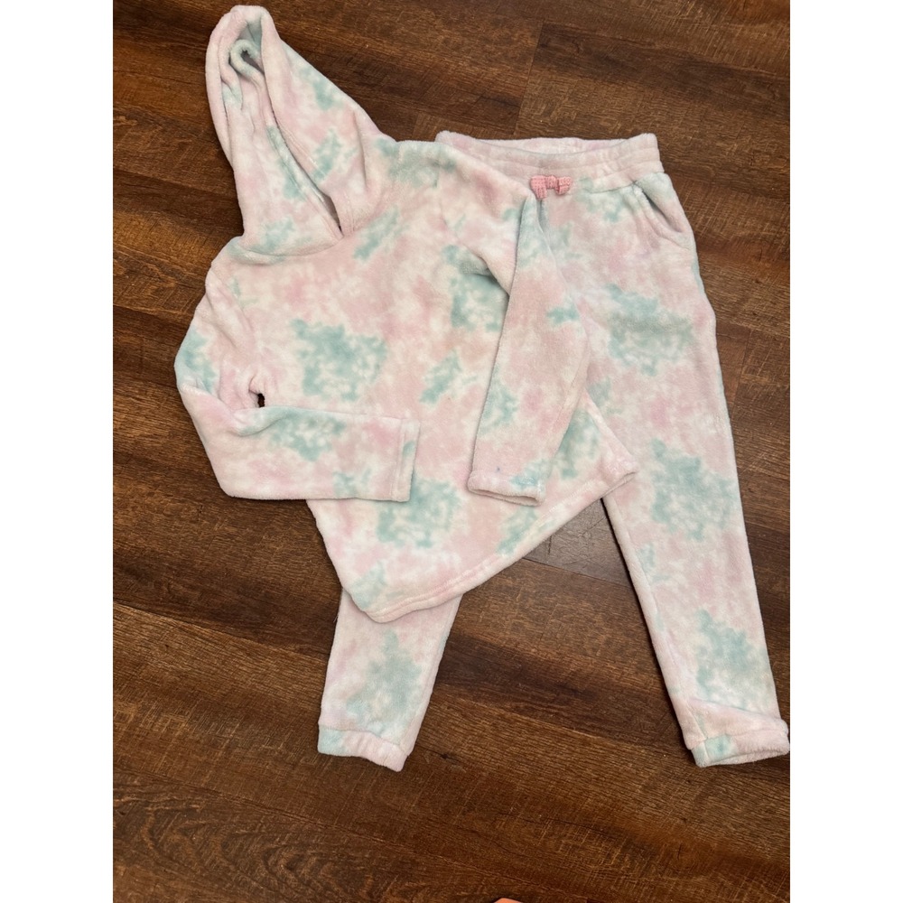 Cynthia Rowley Girls 7/8 Plush Fleece Hoodie Pants Set Pastel Tie Dye